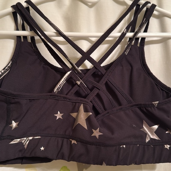 Black sports bra with silver stars size L - Picture 2 of 3